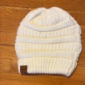 Women's Cream Knit Beanie